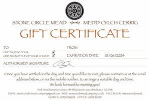 GIFT VOUCHER for a Meadery Tasting Tour (1 person) PLUS one 70cl bottle included
